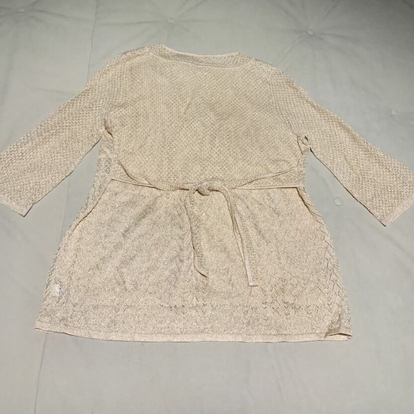 Dana Buchman Sparkly Blush Knit V-Neck Sweater With Belt 1X NWOT 3/4 Sleeves - Picture 4 of 6